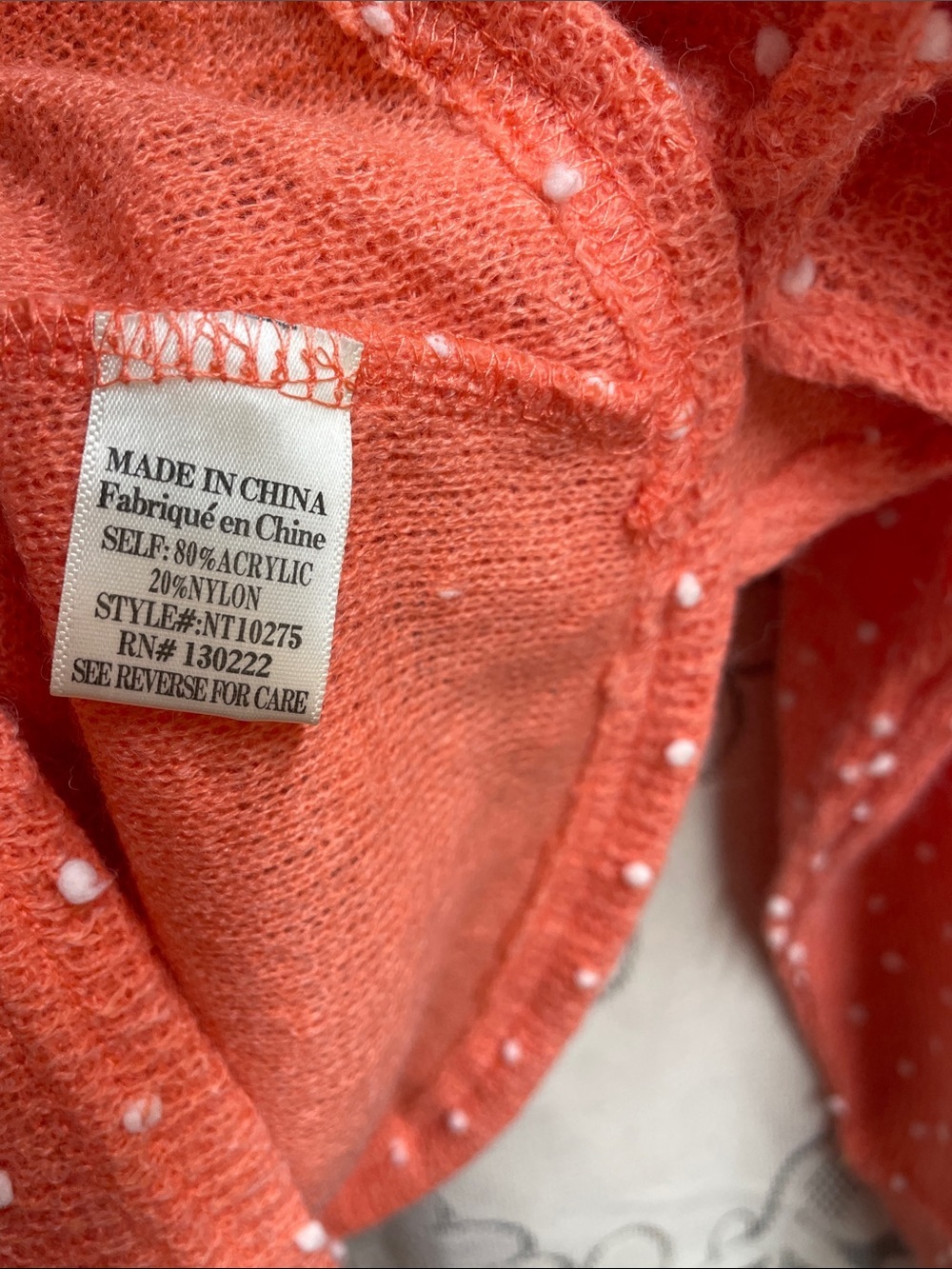 Love Riche Coral-Peach Knit Sweater with White Bead Accents NWT Small - Picture 3 of 8